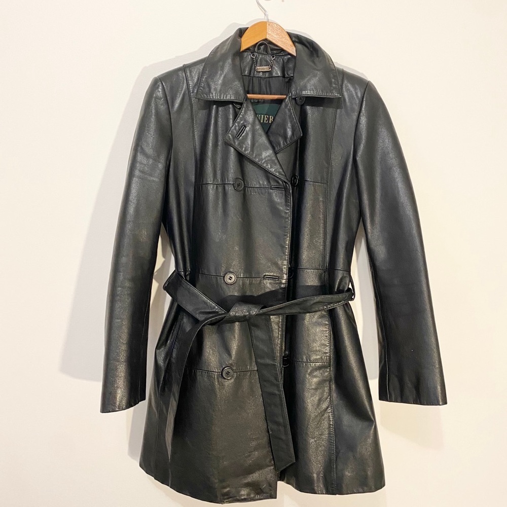 Danier Black Leather Trench Coat